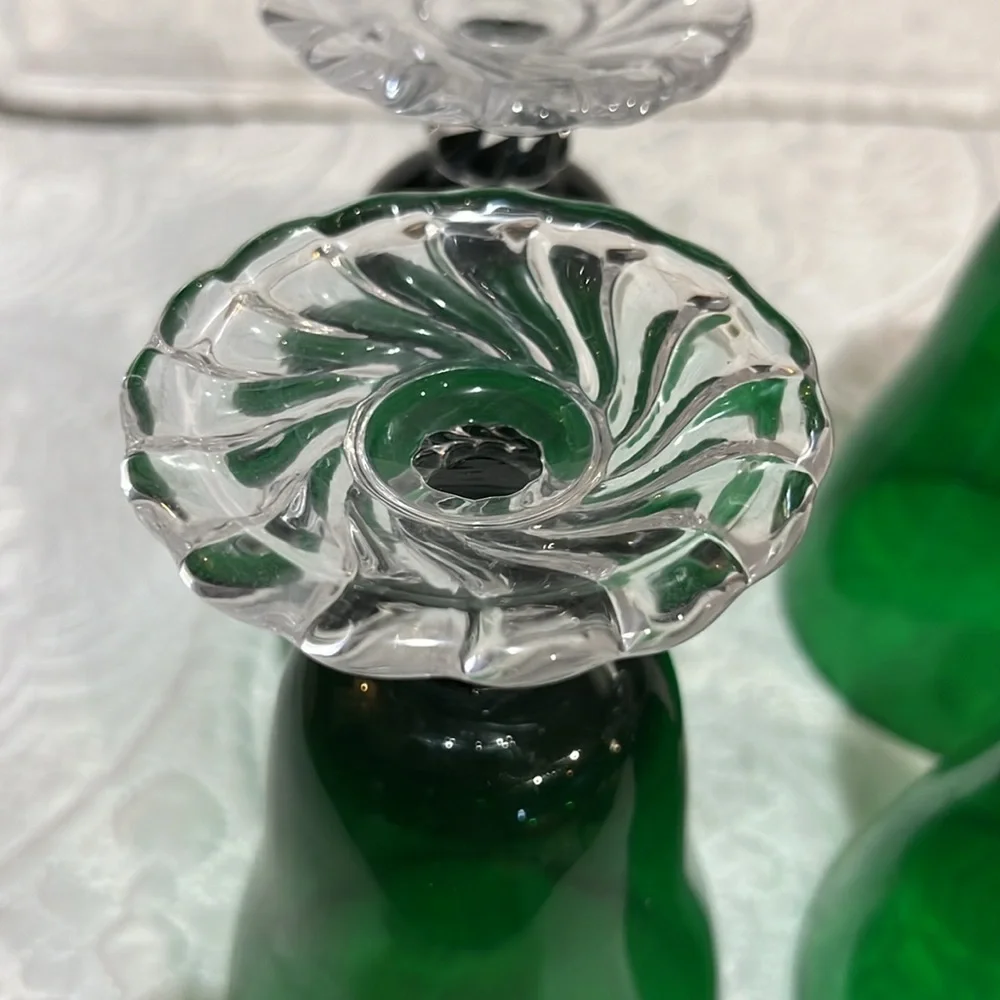 Fostoria Colonial Dame green‎ glasses, set of 8